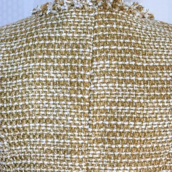 Cabi Size Small brown/white carpet fringe neck pockets gold sparkle thread lined - Picture 8 of 16